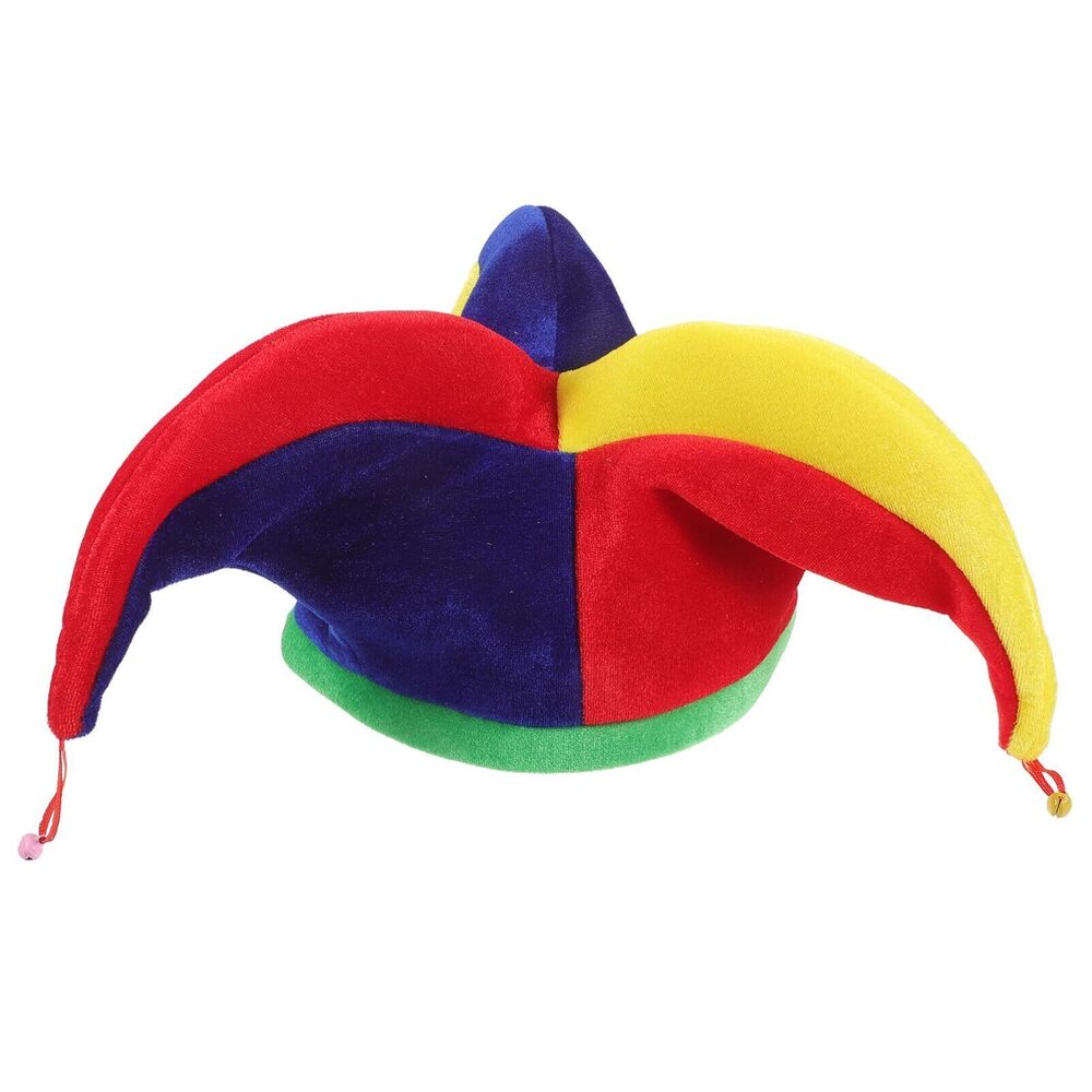 5889 Triangle Clown Hat with Bells Multicolor Clown Hat Adults Party